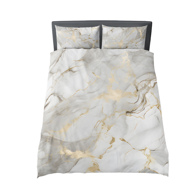 Ensemble Parure de Lit Savage - Effet Marbré Grey & Gold