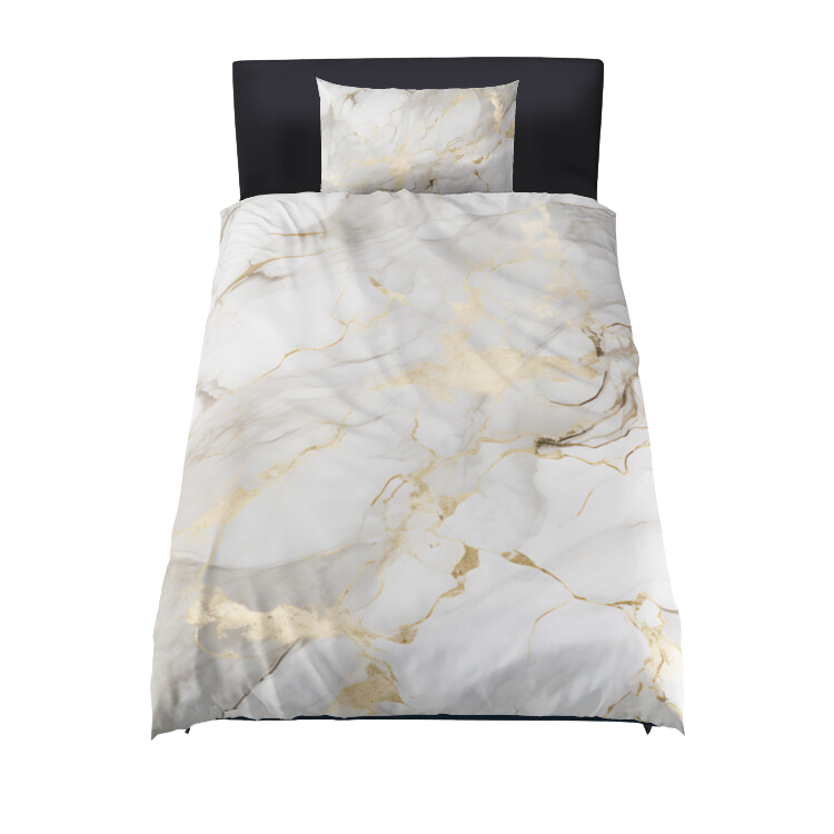 Ensemble Parure de Lit Savage - Effet Marbré Grey & Gold